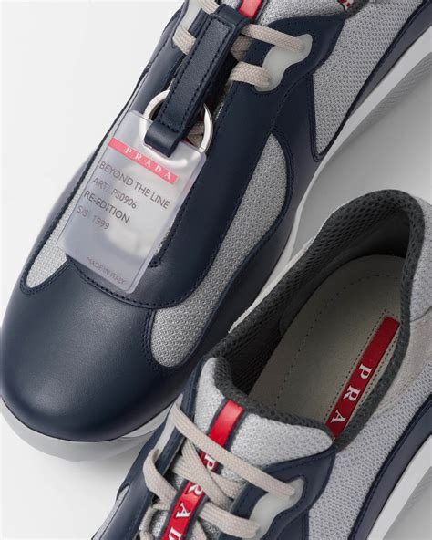 navy blue prada sneakers|prada america's cup sneakers.